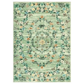 Garvee Machine Washable Modern Floral Print Area Rug Non Slip Bordered Indoor Carpet