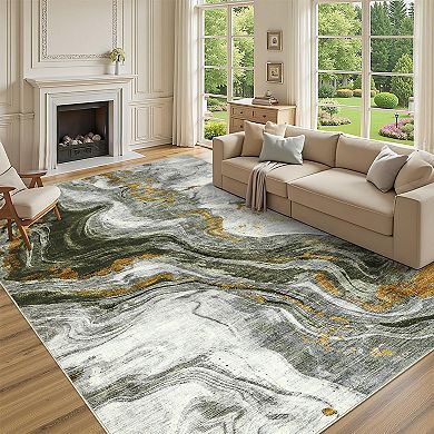 Garvee Machine Washable Modern Abstract Area Rug Non Slip Throw Carpet for Home Decor