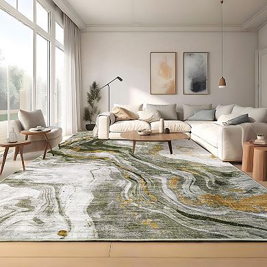 Garvee Machine Washable Modern Abstract Area Rug Non Slip Throw Carpet for Home Decor