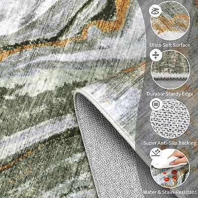 Garvee Machine Washable Modern Abstract Area Rug Non Slip Throw Carpet for Home Decor