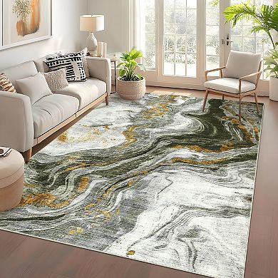 Garvee Machine Washable Modern Abstract Area Rug Non Slip Throw Carpet for Home Decor