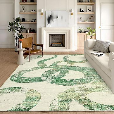 Garvee Modern Abstract Area Rug Ultra Thin Non Slip Indoor Mat for Living Room