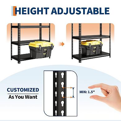 5-Tier Garage Shelving Unit, Adjustable Steel Utility Storage Rack, 48" W x 16" D x 72" H