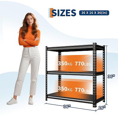 5-Tier Garage Shelving Unit, Adjustable Steel Utility Storage Rack, 48" W x 16" D x 72" H