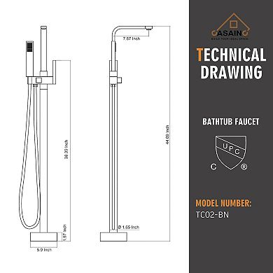 1-Handle Freestanding Tub Faucet with Handheld Shower Head