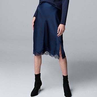Women's Simply Vera Vera Wang Lace Trim Satin Skirt