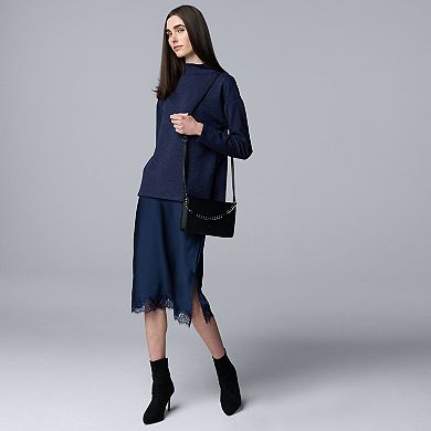 Women's Simply Vera Vera Wang Lace Trim Satin Skirt