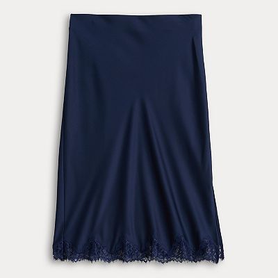 Women's Simply Vera Vera Wang Lace Trim Satin Midi Skirt