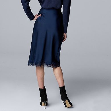 Women's Simply Vera Vera Wang Lace Trim Satin Skirt