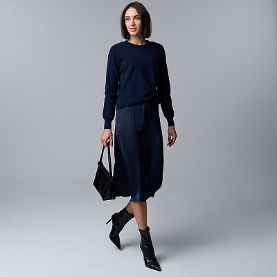 womens navy blue sweater dress Cute Navy Sweater Dress - Two-Piece Dress - Long Sleeve Dress