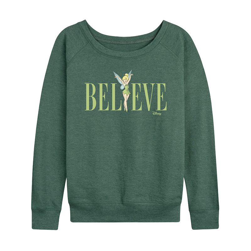 Disney's Tinker Bell Women's Believe French Terry Long Sleeve Tee, 