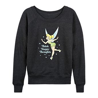 Disney's Tinker Bell Women's Think Happy Thoughts French Terry Long Sleeve Tee