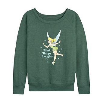 Disney's Tinker Bell Women's Think Happy Thoughts French Terry Long Sleeve Tee