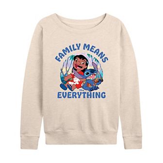 Disney's Lilo & Stitch Women's Family Means Everything French Terry Long Sleeve Tee