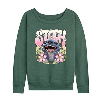 Disney's Lilo & Stitch Women's Floral Stitch French Terry Long Sleeve Tee