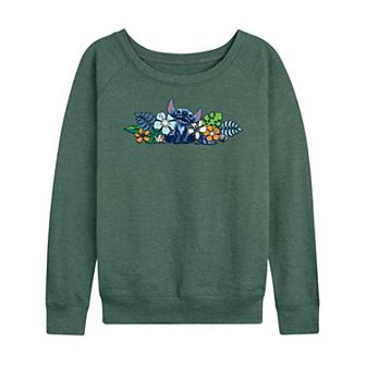 Disney's Lilo & Stitch Women's Flowers Stitch French Terry Long Sleeve Tee