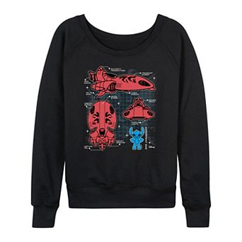 Disney's Lilo & Stitch Women's Space Ship Schematic French Terry Long Sleeve Tee
