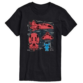 Disney's Lilo & Stitch Men's Space Ship Schematic Graphic Tee