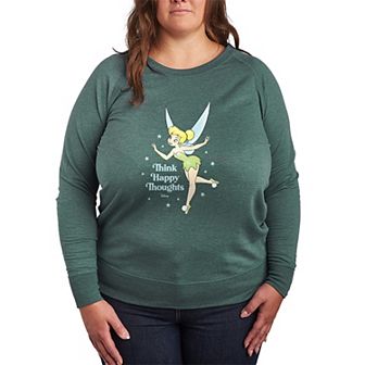 Disney's Tinker Bell Plus Size Think Happy Thoughts French Terry Long Sleeve Tee