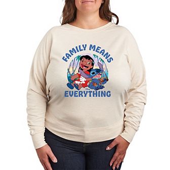 Disney's Lilo & Stitch Plus Size Family Means Everything French Terry Long Sleeve Tee