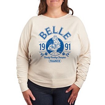 Disney's Beauty and the Beast Belle Plus Size Varsity Reading Champion French Terry Long Sleeve Tee