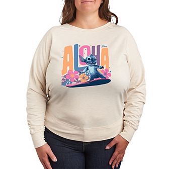 Disney's Lilo & Stitch Plus Size Aloha Stitch French Terry Long Sleeve Tee