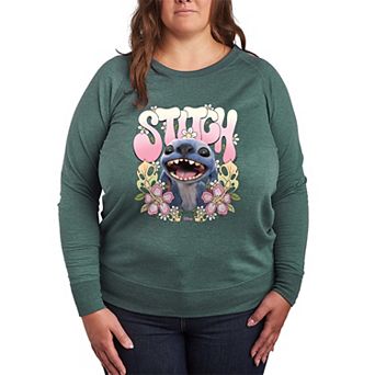 Disney's Lilo & Stitch Plus Size Floral Stitch French Terry Long Sleeve Tee