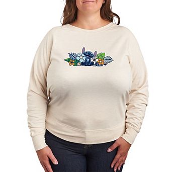 Disney's Lilo & Stitch Plus Size Floral Stitch French Terry Long Sleeve Tee