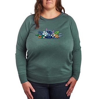 Disney's Lilo & Stitch Plus Size Floral Stitch French Terry Long Sleeve Tee