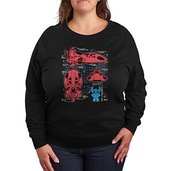 Disney's Lilo & Stitch Plus Size Space Ship Schematic French Terry Long Sleeve Tee