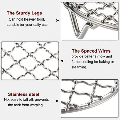 2pcs Round Cooking Rack 5.9" 201 Stainless Steel Barbecue Grill with 20mm Legs