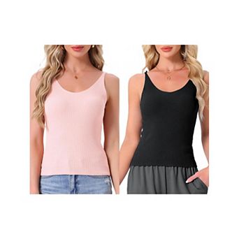 2 pc Women's Loungewear Sleeveless Soft V Neck Cami Soild Casual Sleepshirts