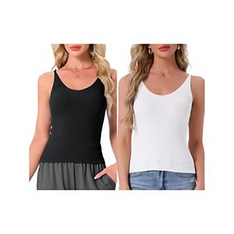 2 pc Women's Loungewear Sleeveless Soft V Neck Cami Soild Casual Sleepshirts