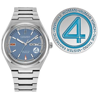 Citizen Marvel Fantastic 4 Men's Super Titanium Bracelet Watch & Collectable Coin Set