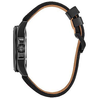 Citizen Marvel Iron Man Men's Black IP Leather Strap Watch & Pin Box Set