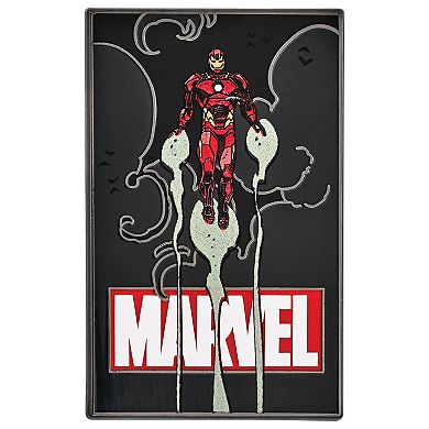 Citizen Marvel Iron Man Men's Black IP Leather Strap Watch & Pin Box Set