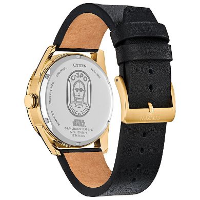 Star Wars C-3PO Men's Gold Tone Stainless Leather Strap Watch by Citizen