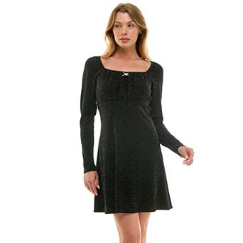 Juniors' Lily Rose Glitter Knit Skater Dress