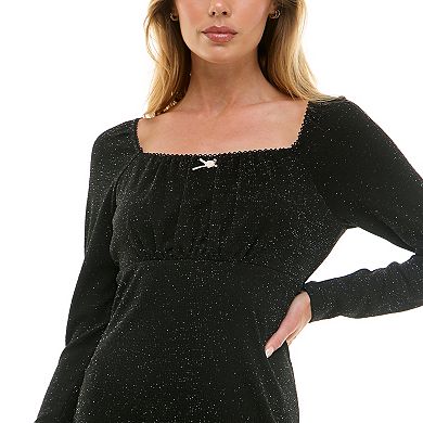 Juniors' Lily Rose Glitter Knit Skater Dress