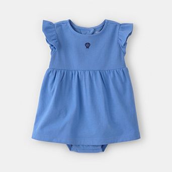 Baby Girl Carter's Short Sleeve Bodysuit Dress With Ruffle Sleeves