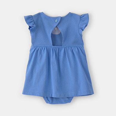 Baby Girl Carter's Short Sleeve Bodysuit Dress With Ruffle Sleeves