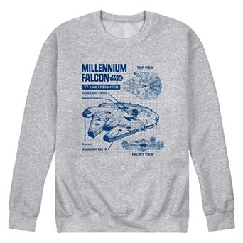 Men's Star Wars Millennium Falcon Schematic Crew Fleece Sweatshirt