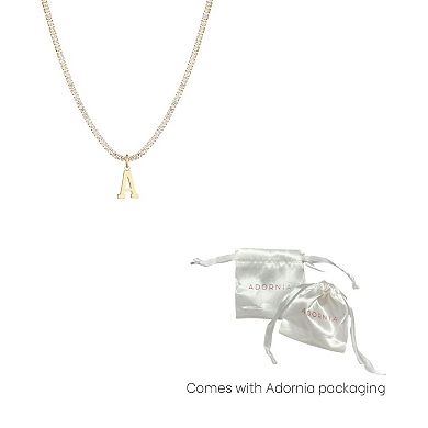 Adornia 14k Gold Plated Tennis Necklace with Initial Charm