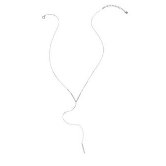 Adornia Rhodium Plated Crystal Y Lariat Necklace