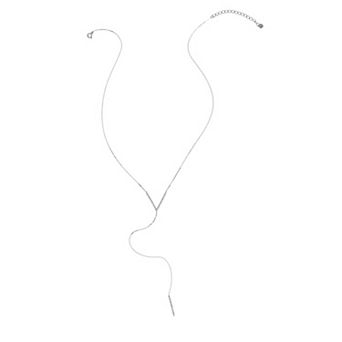 Adornia Rhodium Plated Crystal Y Lariat Necklace