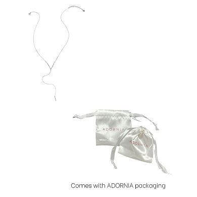 Adornia Rhodium Plated Crystal Y Lariat Necklace