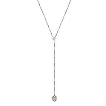 Adornia Rhodium Plated Star & Heart Y-Necklace