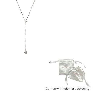 Adornia Rhodium Plated Star & Heart Y-Necklace