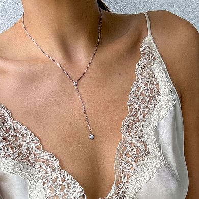 Adornia Rhodium Plated Star & Heart Y-Necklace