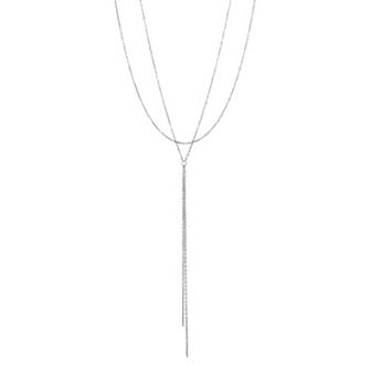 Adornia Rhodium Plated Layered Y-Necklace